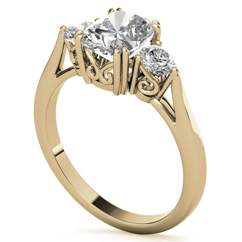 Rectangular Cushion Three-Stone Moissanite Engagement Ring