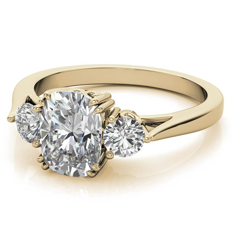 Rectangular Cushion Three-Stone Moissanite Engagement Ring