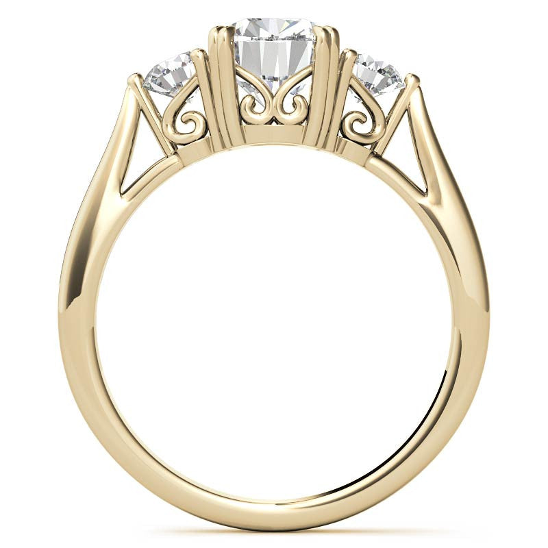 Rectangular Cushion Three-Stone Moissanite Engagement Ring