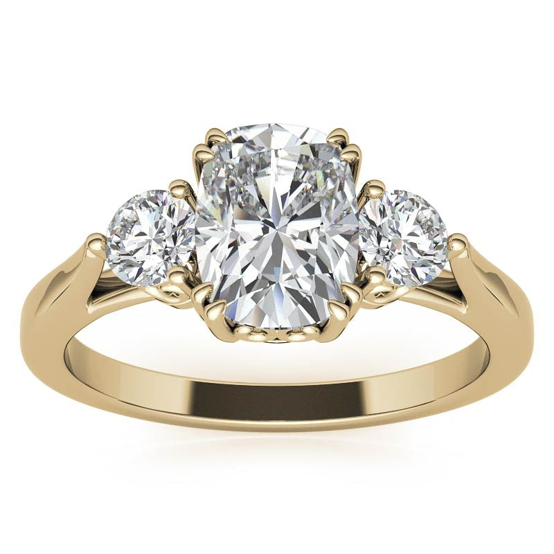 Rectangular Cushion Three-Stone Moissanite Engagement Ring