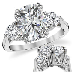 Rectangular Cushion Three-Stone Moissanite Engagement Ring