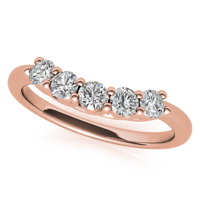 Round and Pear 3-Stone Trellis Moissanite Engagement Ring