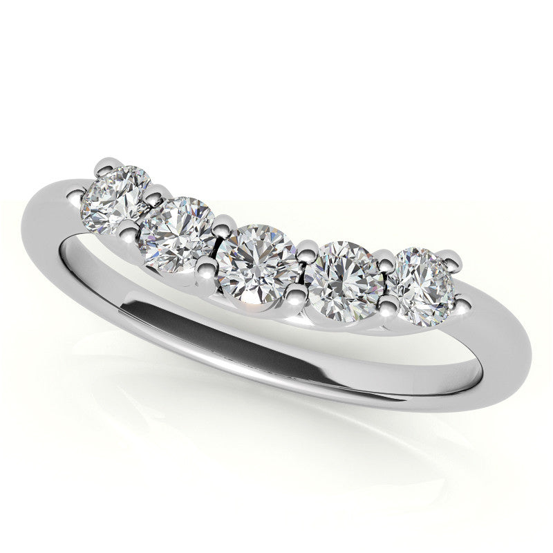 Round and Pear 3-Stone Trellis Moissanite Engagement Ring