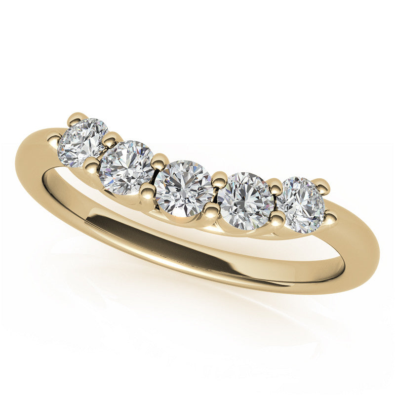 Round and Pear 3-Stone Trellis Moissanite Engagement Ring