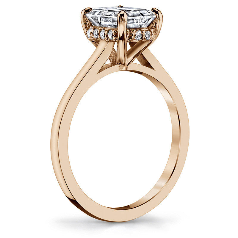 Emerald / Radiant cut Encircled Moissanite Engagement Ring