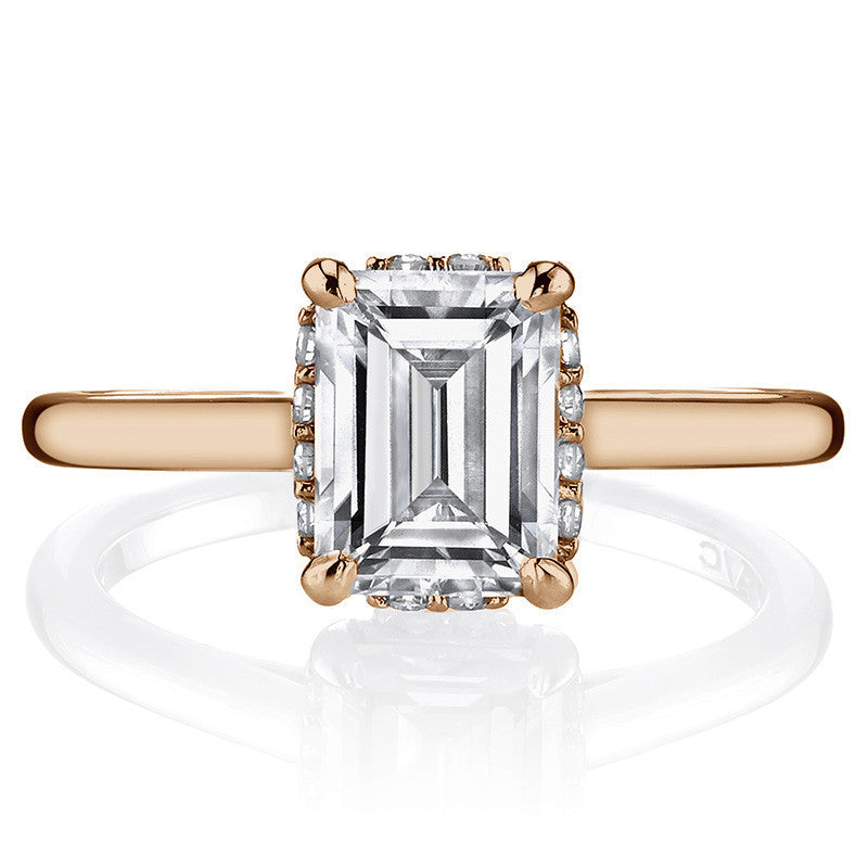 Emerald / Radiant cut Encircled Moissanite Engagement Ring