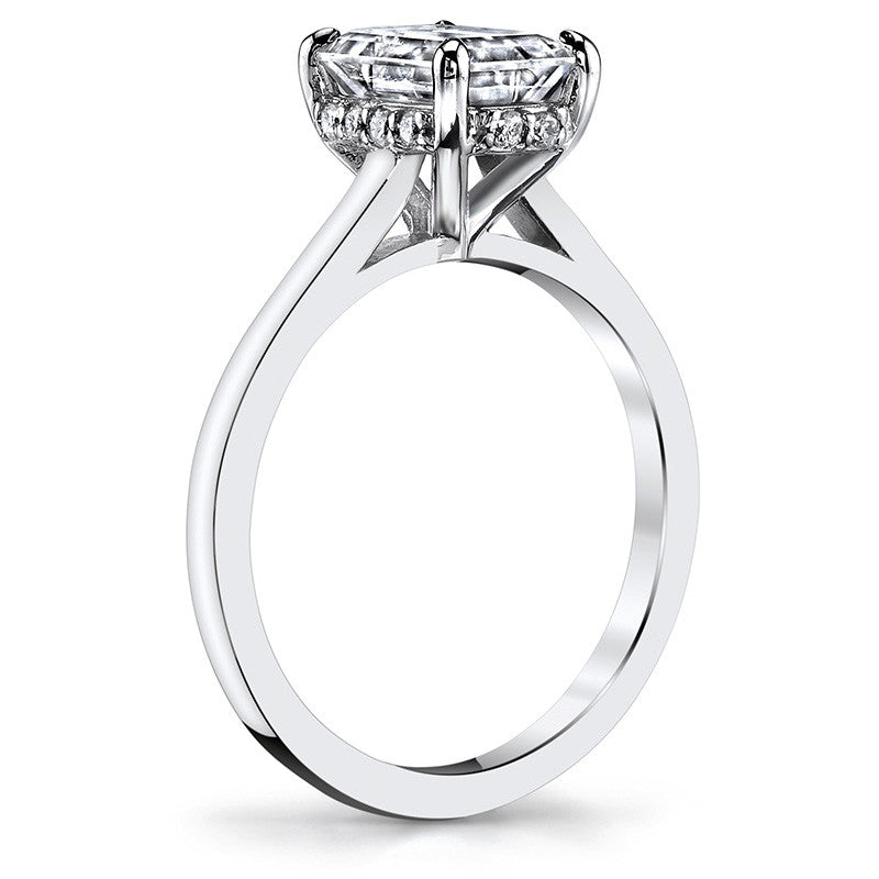 Emerald / Radiant cut Encircled Moissanite Engagement Ring