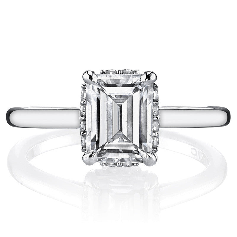 Emerald / Radiant cut Encircled Moissanite Engagement Ring