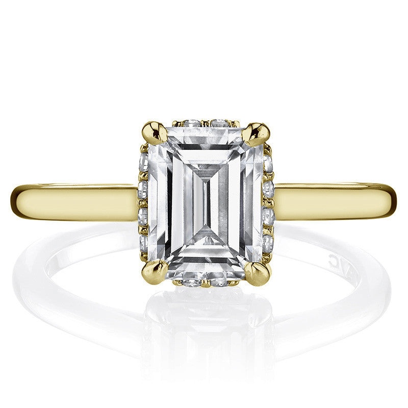 Emerald / Radiant cut Encircled Moissanite Engagement Ring
