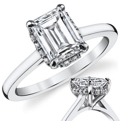 Emerald / Radiant cut Encircled Moissanite Engagement Ring