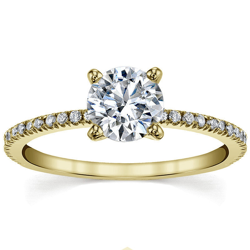Petite Round Low Set Moissanite Engagement Ring