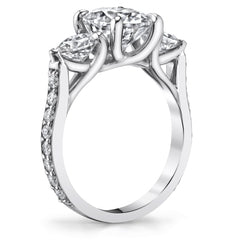 Oval and Pear 3-Stone Trellis Moissanite Engagement Ring