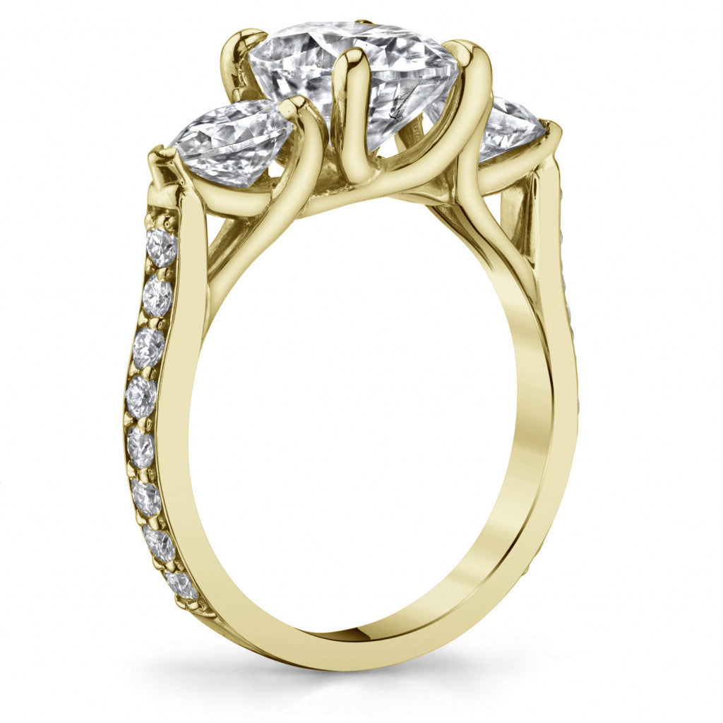 Oval and Pear 3-Stone Trellis Moissanite Engagement Ring