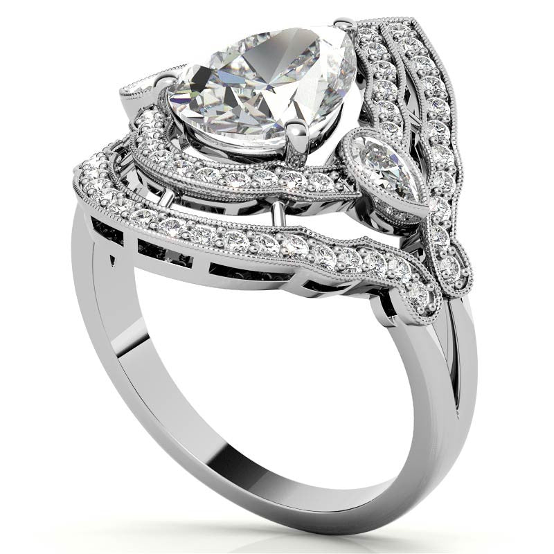 Pear Double Halo Moissanite Engagement Ring
