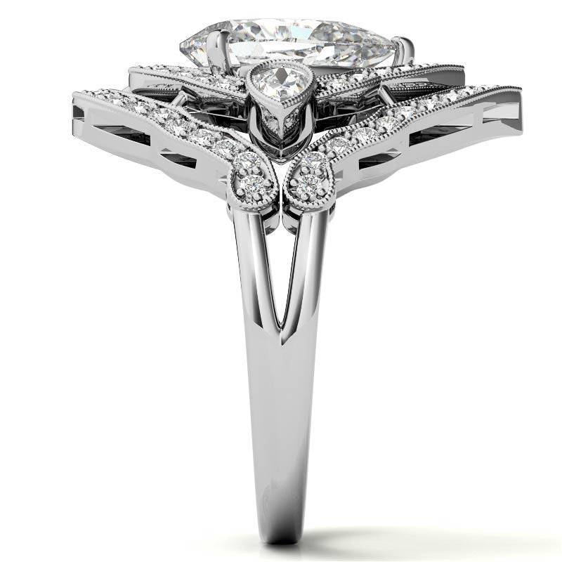 Pear Double Halo Moissanite Engagement Ring