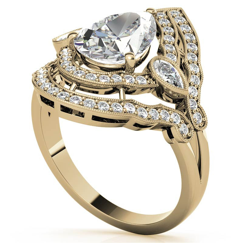 Pear Double Halo Moissanite Engagement Ring