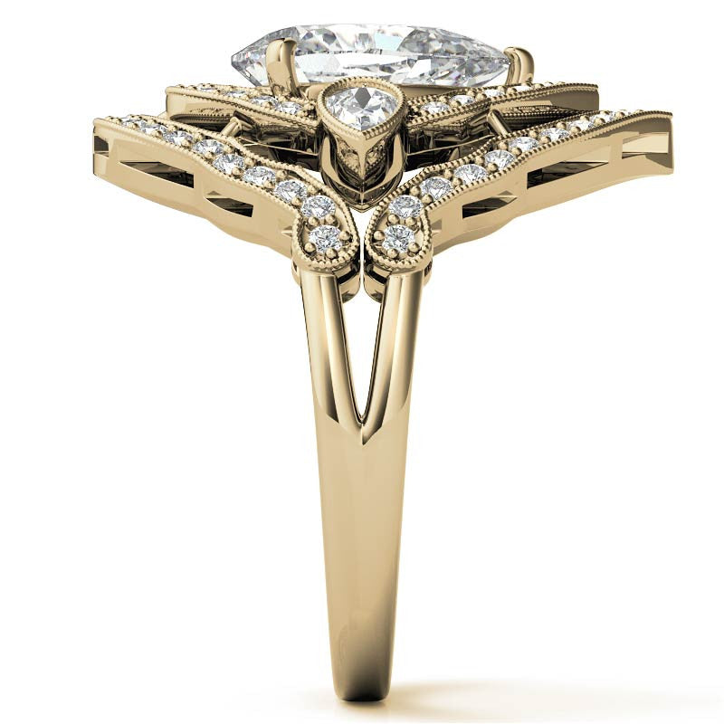 Pear Double Halo Moissanite Engagement Ring