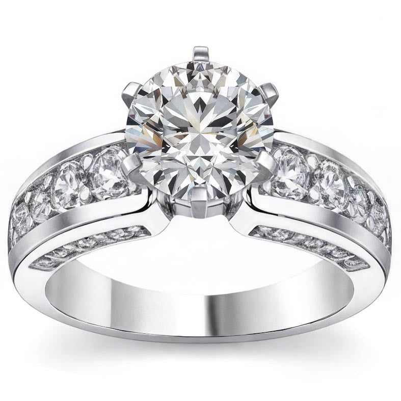 Round Brilliant Moissanite Engagement Ring Setting 1.1ct