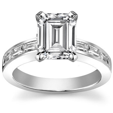 Baguette Moissanite Engagement Ring Setting 0.60ct