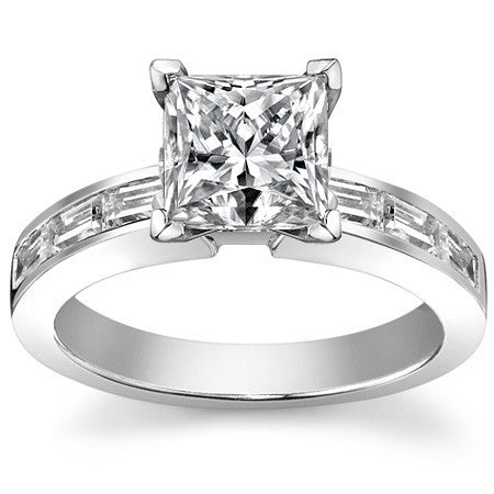 Baguette Moissanite Engagement Ring Setting 0.60ct