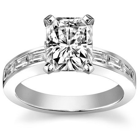 Baguette Moissanite Engagement Ring Setting 0.60ct