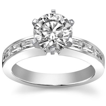 Baguette Moissanite Engagement Ring Setting 0.60ct
