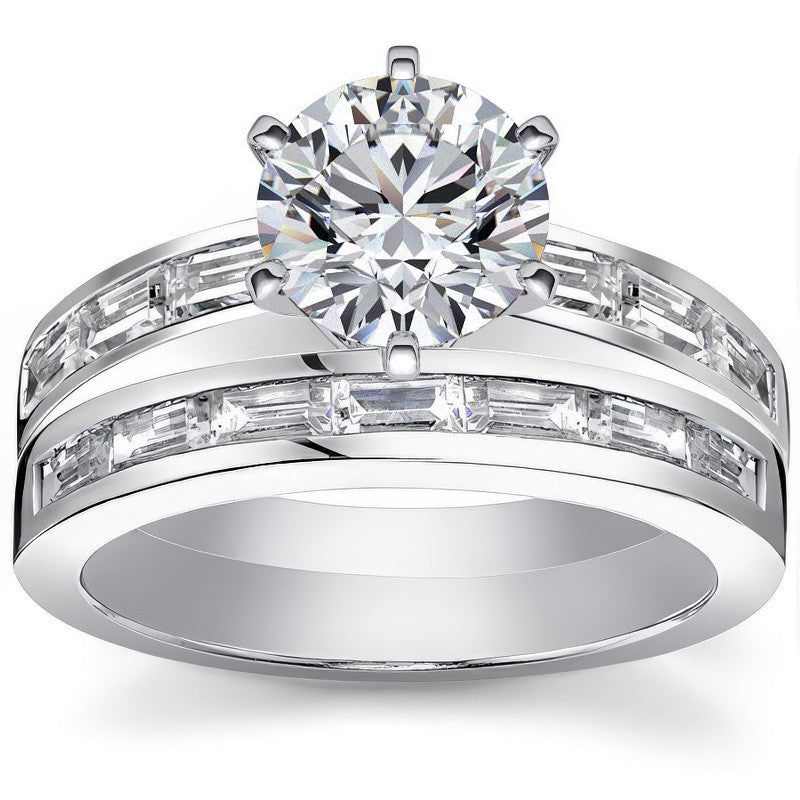 Baguette Moissanite Engagement Ring Setting 0.60ct