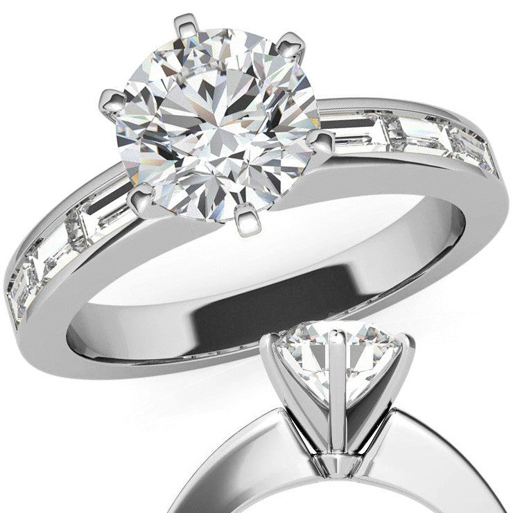 Baguette Moissanite Engagement Ring Setting 0.60ct