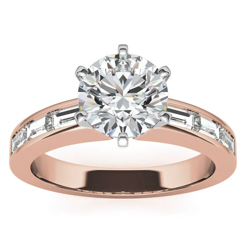 Baguette Moissanite Engagement Ring Setting 0.60ct
