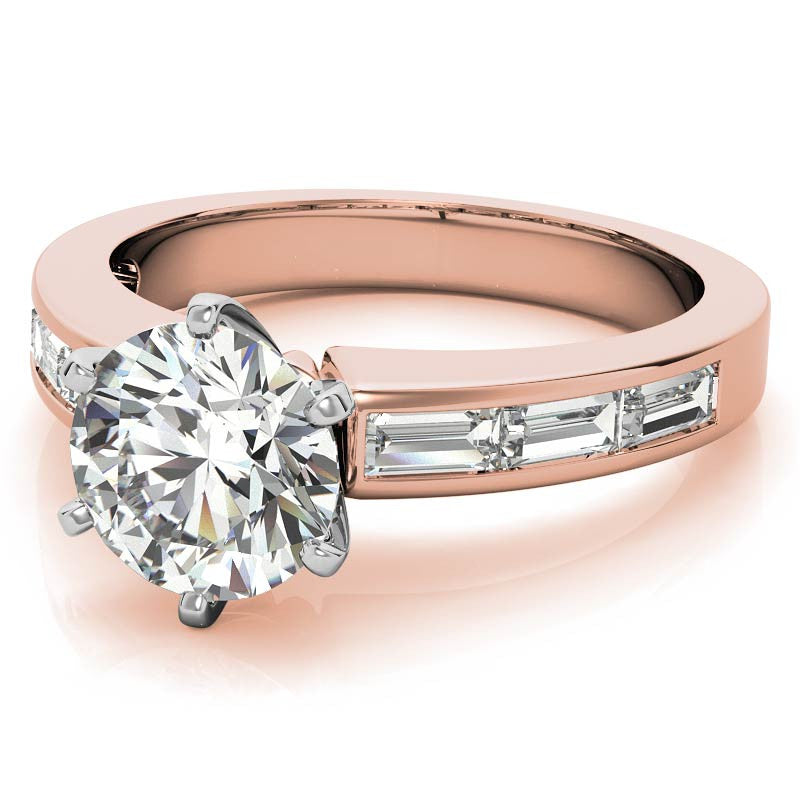 Baguette Moissanite Engagement Ring Setting 0.60ct