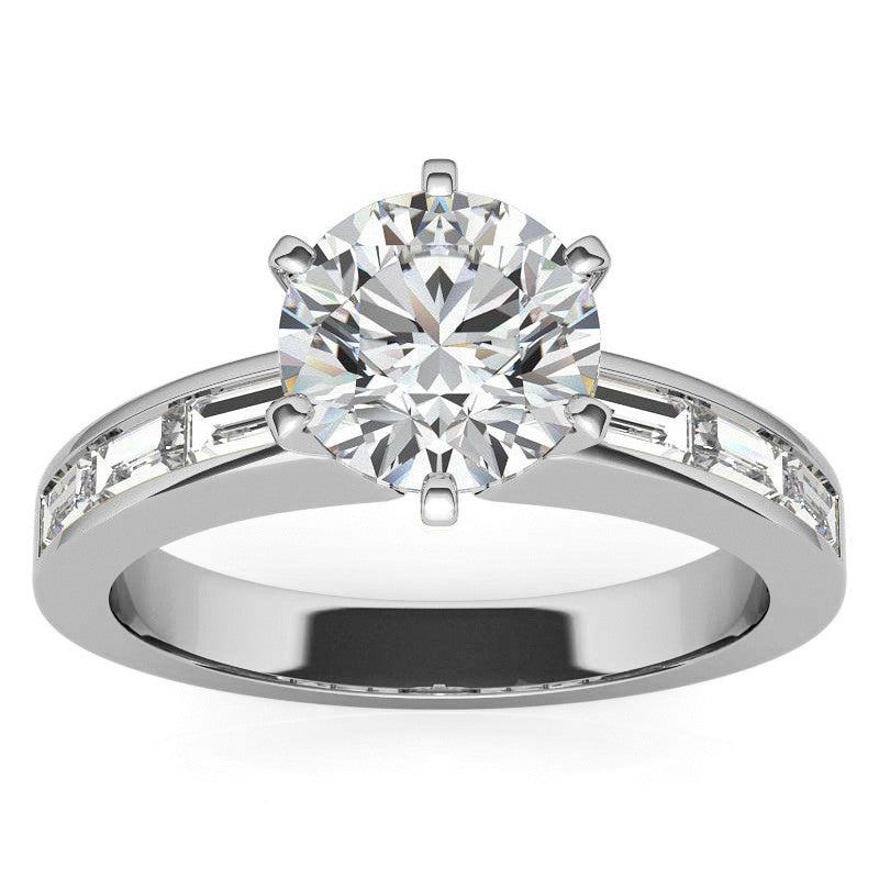 Baguette Moissanite Engagement Ring Setting 0.60ct