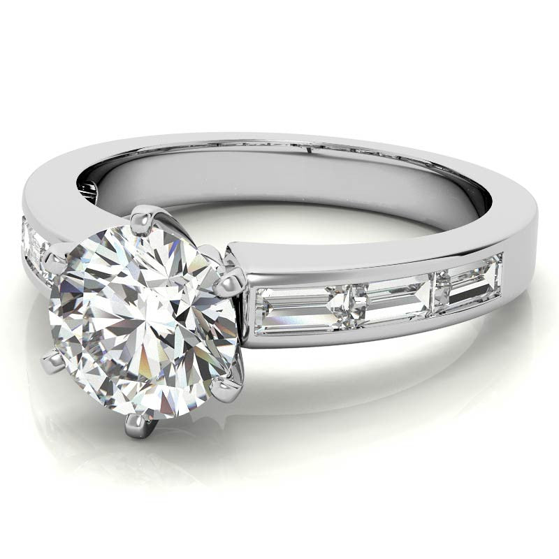 Baguette Moissanite Engagement Ring Setting 0.60ct