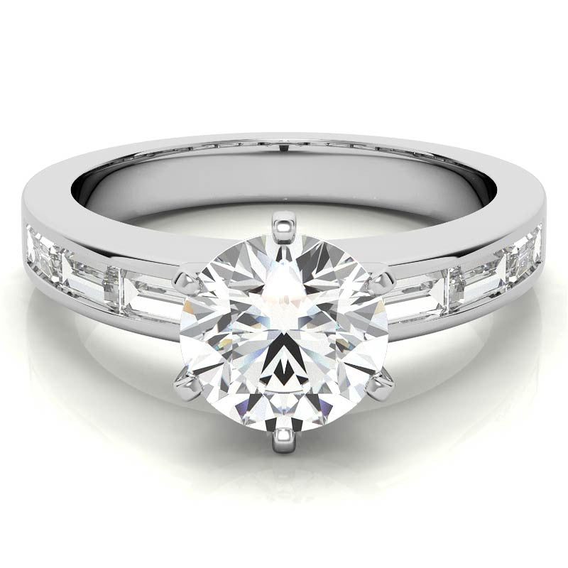 Baguette Moissanite Engagement Ring Setting 0.60ct