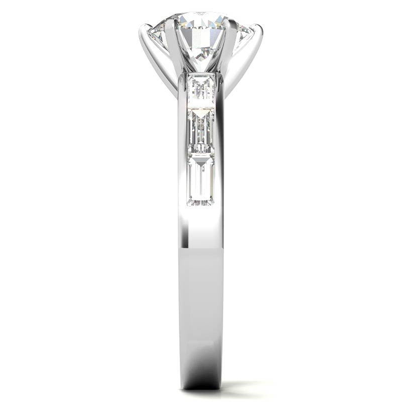Baguette Moissanite Engagement Ring Setting 0.60ct