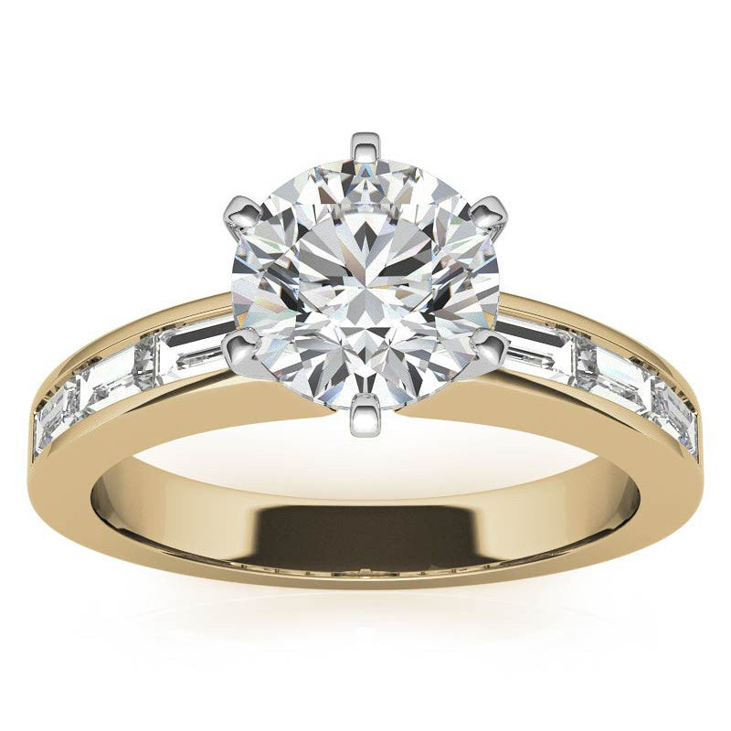 Baguette Moissanite Engagement Ring Setting 0.60ct