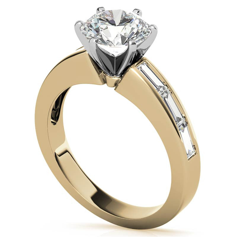 Baguette Moissanite Engagement Ring Setting 0.60ct