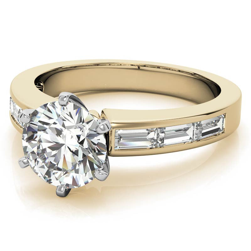 Baguette Moissanite Engagement Ring Setting 0.60ct