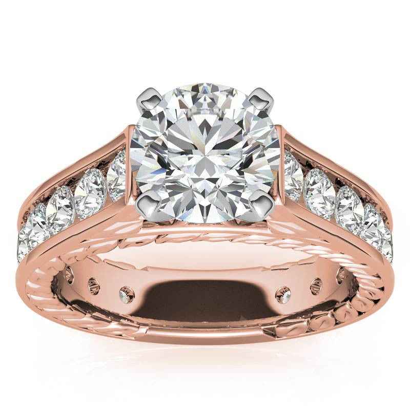 Round Antique Moissanite Engagement Ring Setting 1.8ct