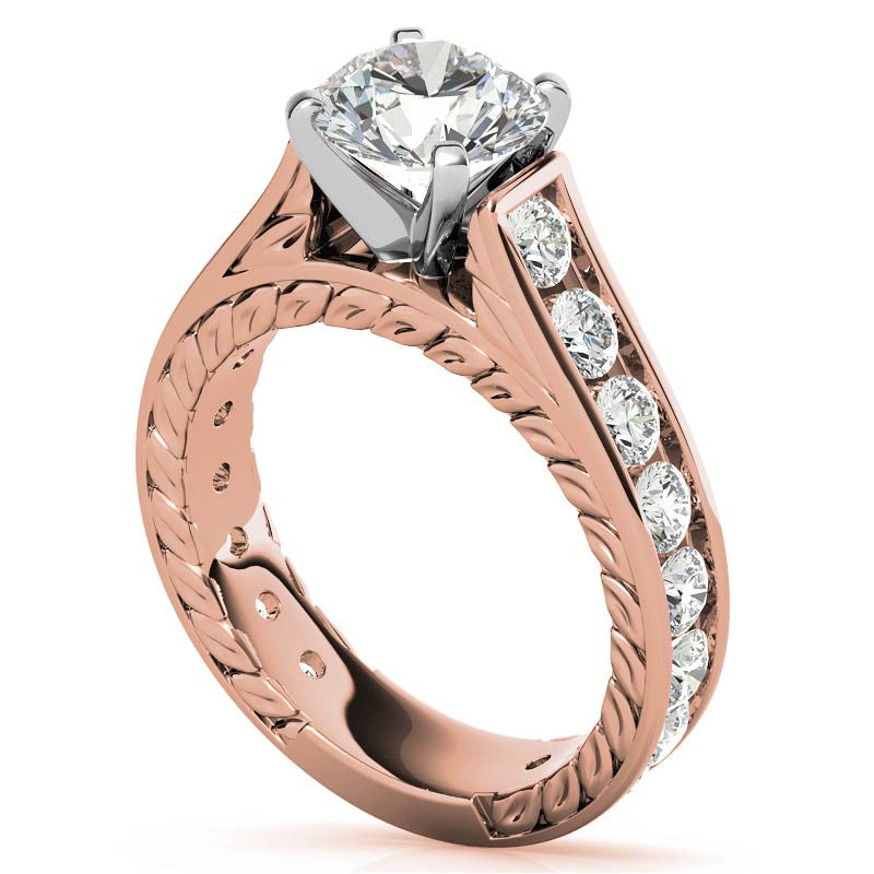 Round Antique Moissanite Engagement Ring Setting 1.8ct