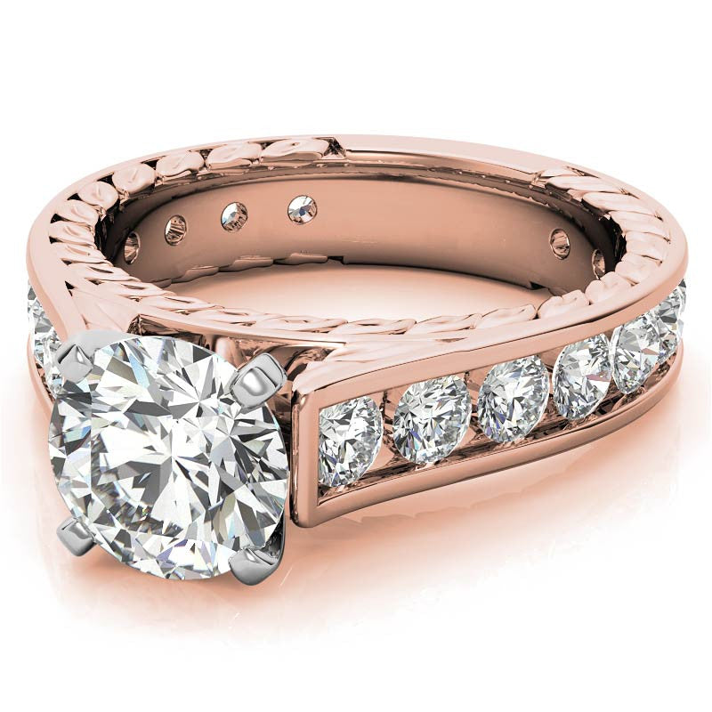 Round Antique Moissanite Engagement Ring Setting 1.8ct