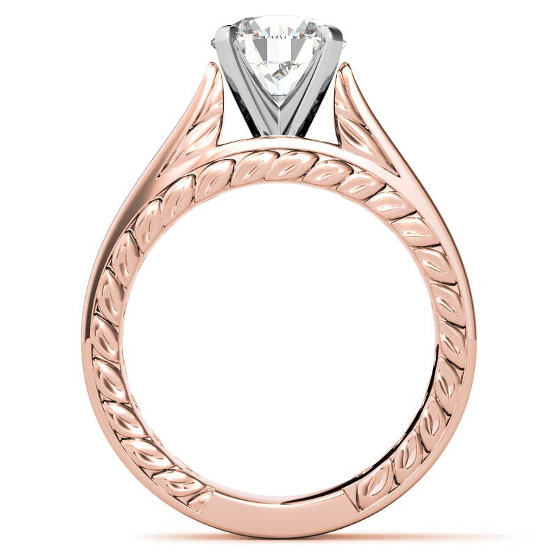Round Antique Moissanite Engagement Ring Setting 1.8ct