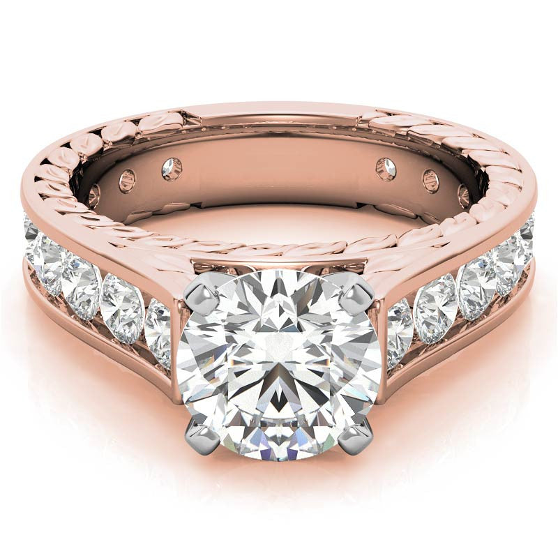 Round Antique Moissanite Engagement Ring Setting 1.8ct