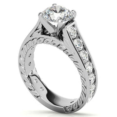 Round Antique Moissanite Engagement Ring Setting 1.8ct