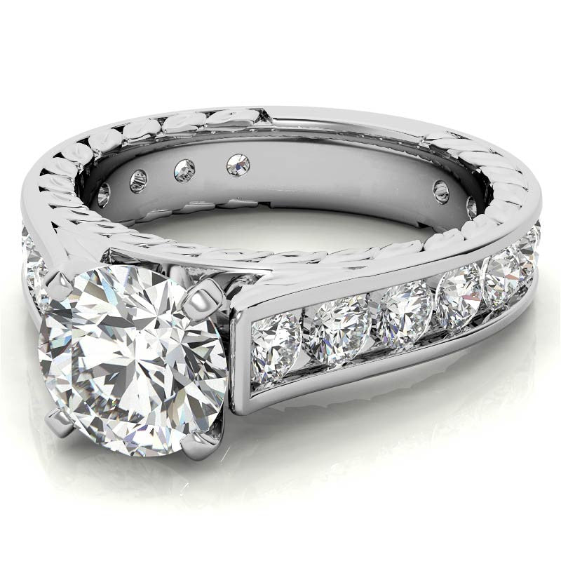 Round Antique Moissanite Engagement Ring Setting 1.8ct