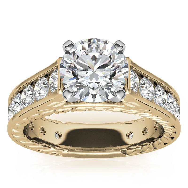 Round Antique Moissanite Engagement Ring Setting 1.8ct