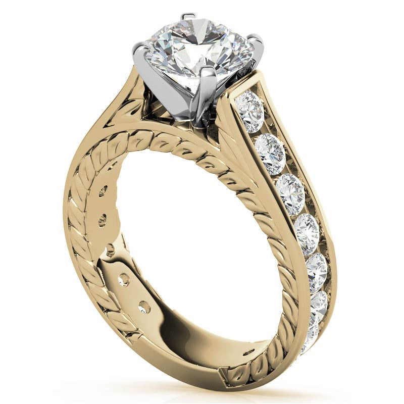 Round Antique Moissanite Engagement Ring Setting 1.8ct
