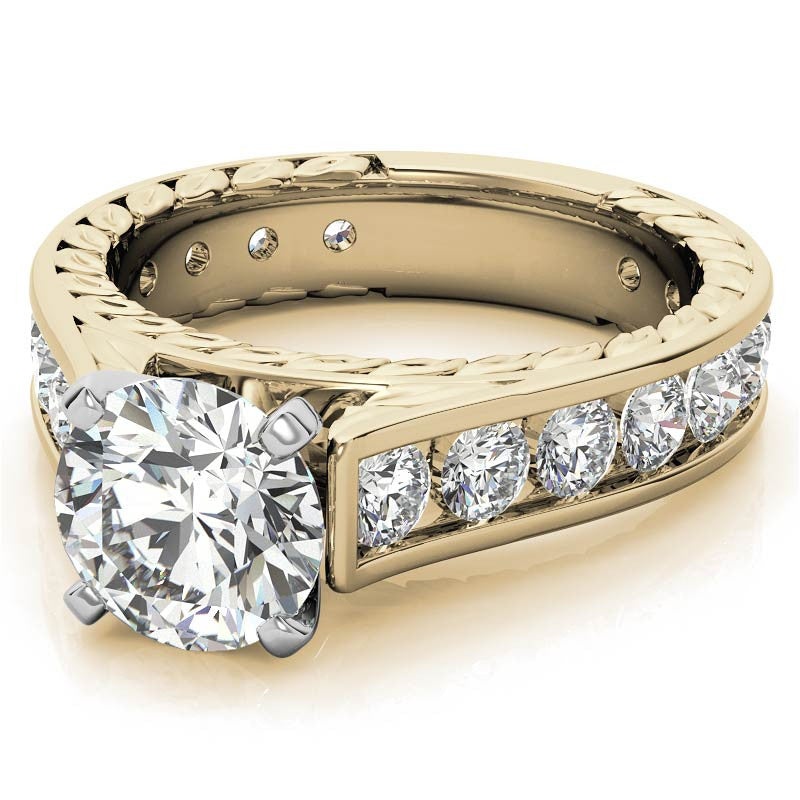 Round Antique Moissanite Engagement Ring Setting 1.8ct