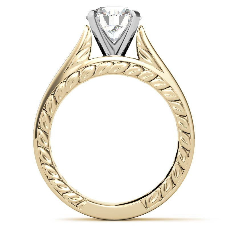Round Antique Moissanite Engagement Ring Setting 1.8ct