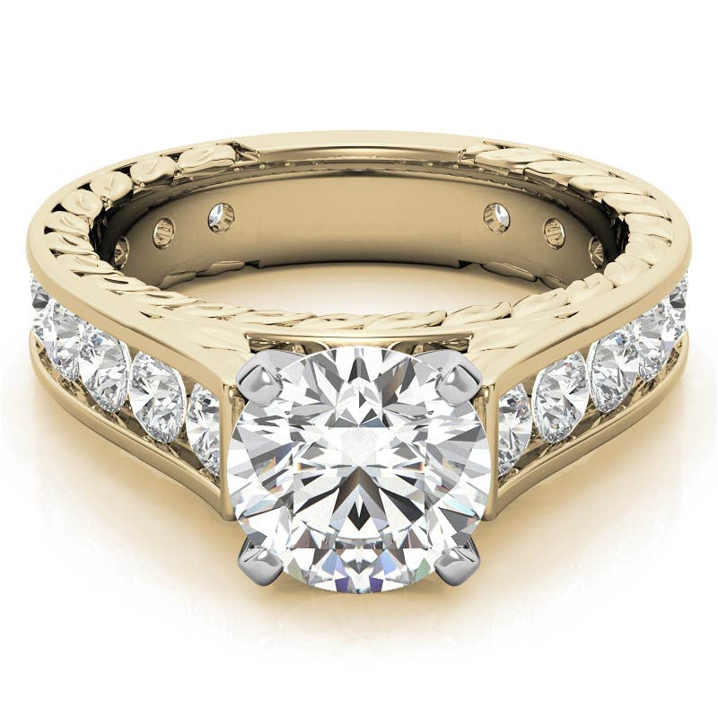 Round Antique Moissanite Engagement Ring Setting 1.8ct