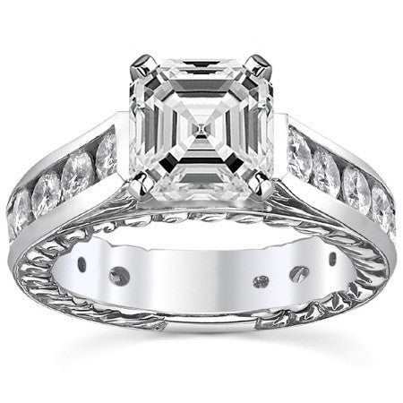 Round Antique Moissanite Engagement Ring Setting 1.8ct